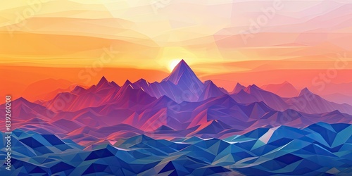 Vibrant Low Poly Mountain Scene