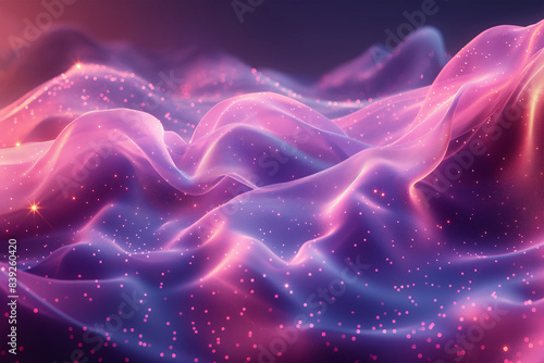 Abstract flowing neon wave purple background, ai technology © Rashid
