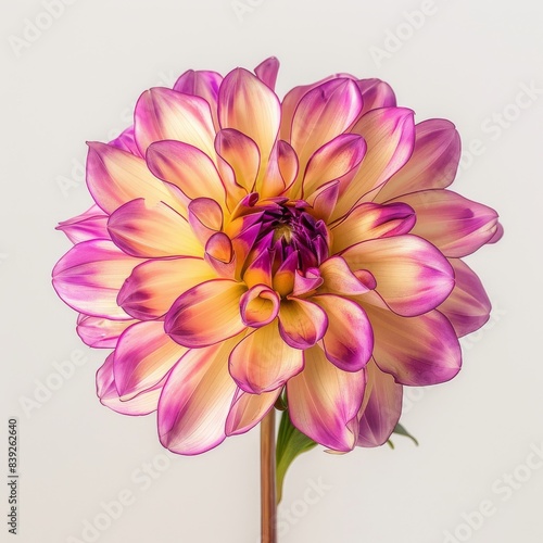 flower Photography  Dahlia Bicolor Maxi  Close up view  Isolated on white Background