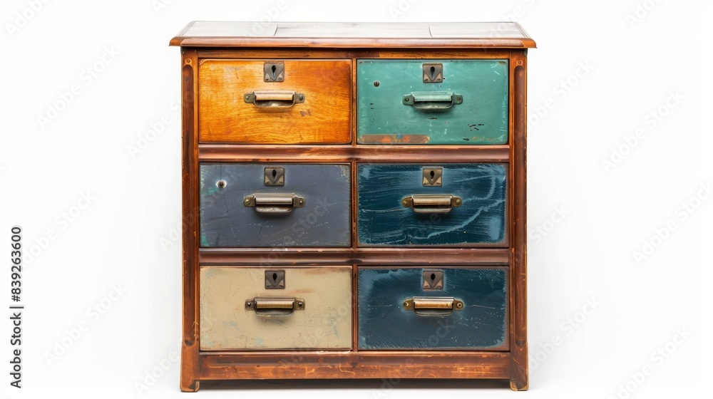 Fototapeta premium colorful filing cabinets isolated on white background, office object concept for designer