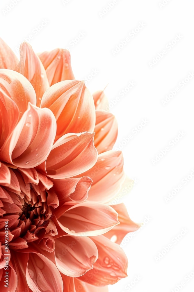 flower Photography, Dahlia David Howard, copy space on right, Close up view, Isolated on white Background flower Photography, Dahlia David Howard, copy space on right, Close up view, Isolated on white Background