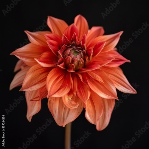 flower Photography, Dahlia Ginger Willo, Close up view,Close up view, Isolated on black Background photo