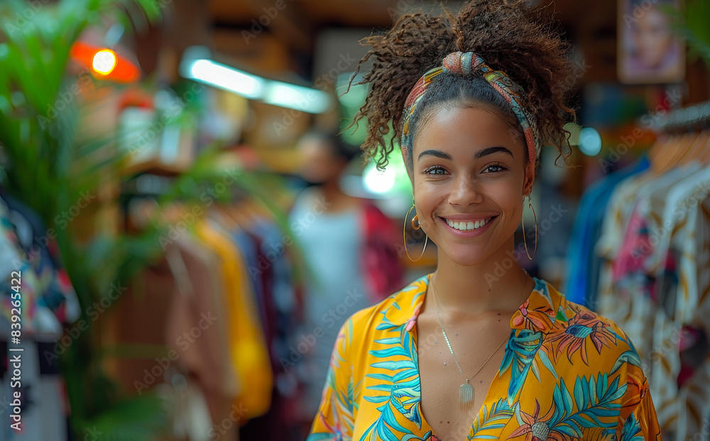 Young brazilian woman smiling happy shopping at the local market Young brazilian woman smiling happy shopping at the local market