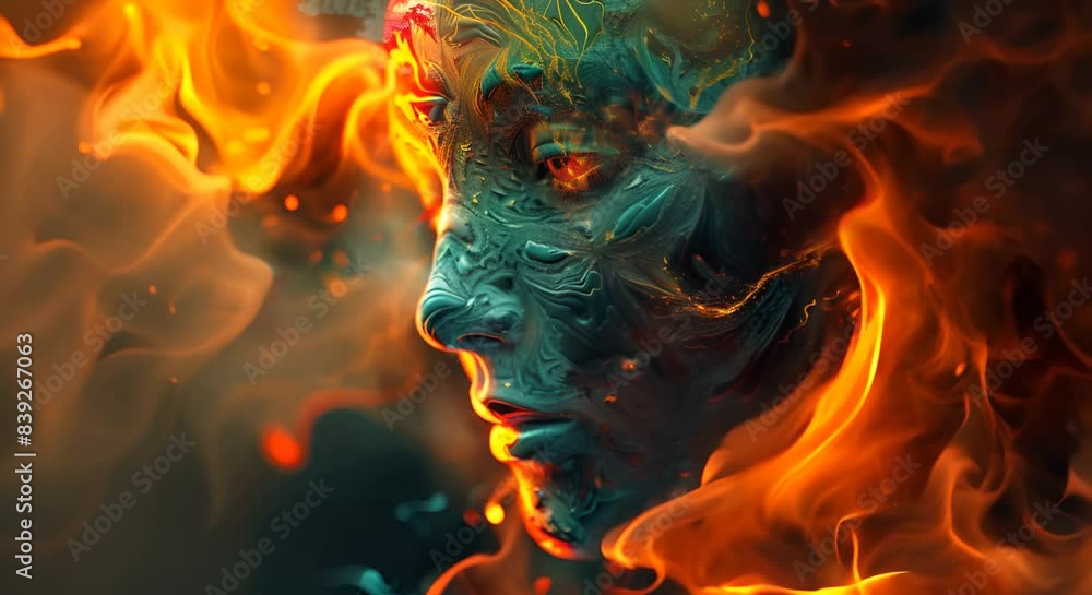 Fantasy expressive interesting character associated with fire, element of fire