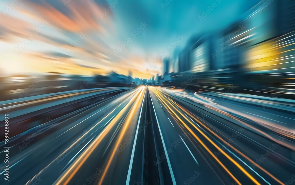 Highway overpass motion blur with city background which is very impressive Highway overpass motion blur with city background which is very impressive
