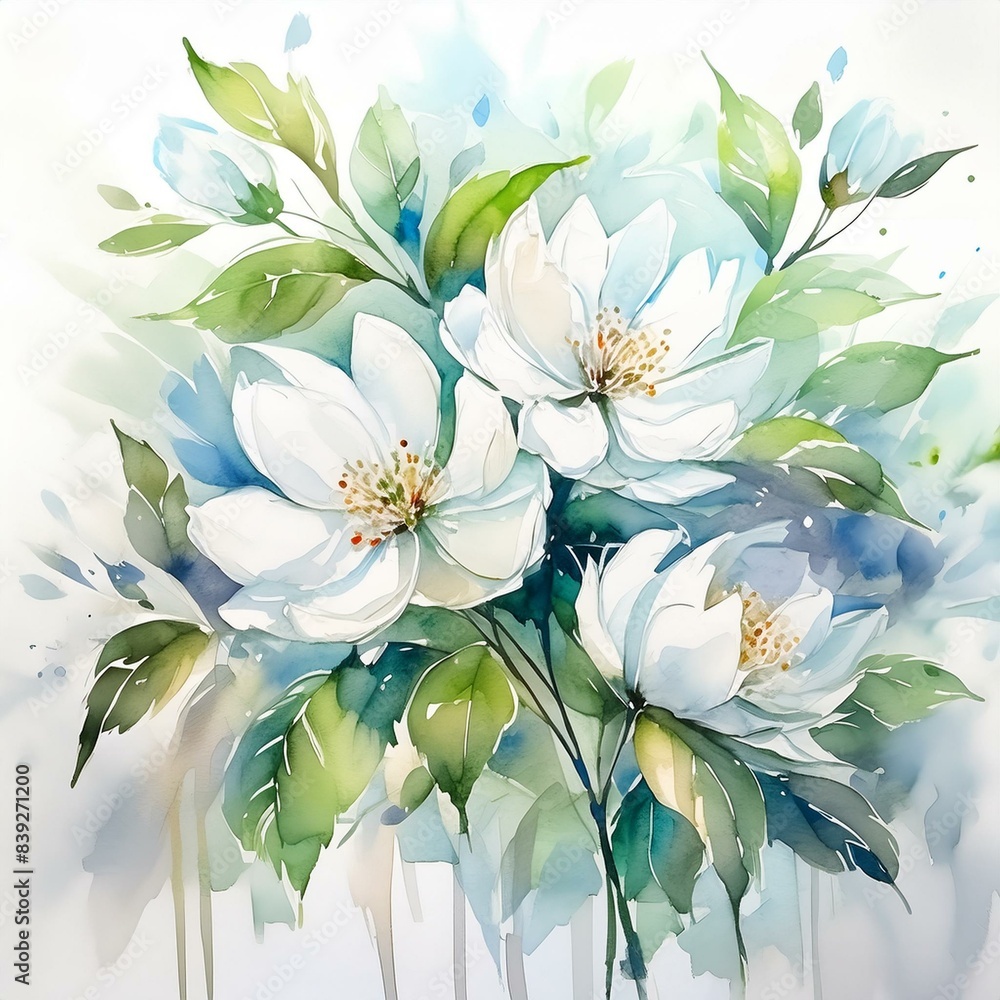 Namalowane białe kwiaty ilustracja Namalowane białe kwiaty ilustracja