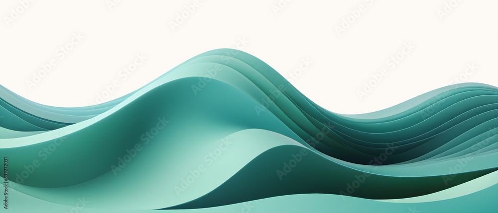 3D waves with a blue and green gradient on white. Abstract soft background with wavy texture and smooth flow. 3D waves with a blue and green gradient on white. Abstract soft background with wavy texture and smooth flow.