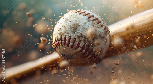 Dynamic 3D baseball bat hitting a ball. AR-supported