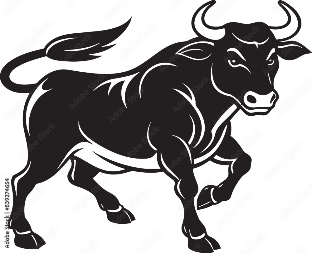 black silhouette of a bull running illustration black silhouette of a bull running illustration