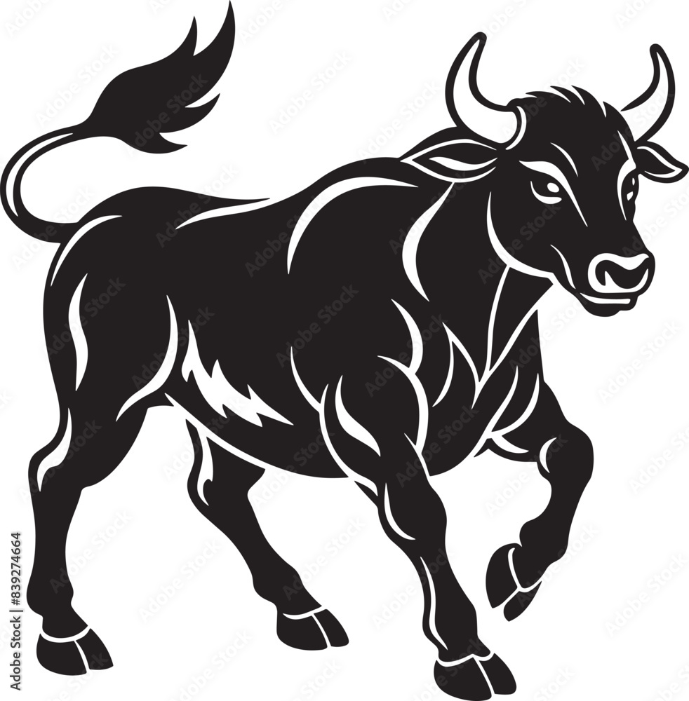 black silhouette of a bull running illustration black silhouette of a bull running illustration