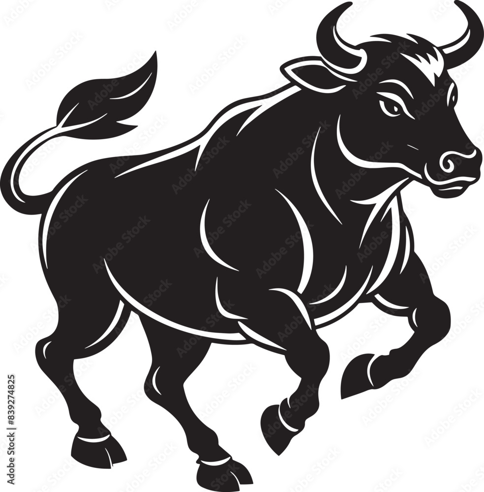 black silhouette of a bull running illustration black silhouette of a bull running illustration