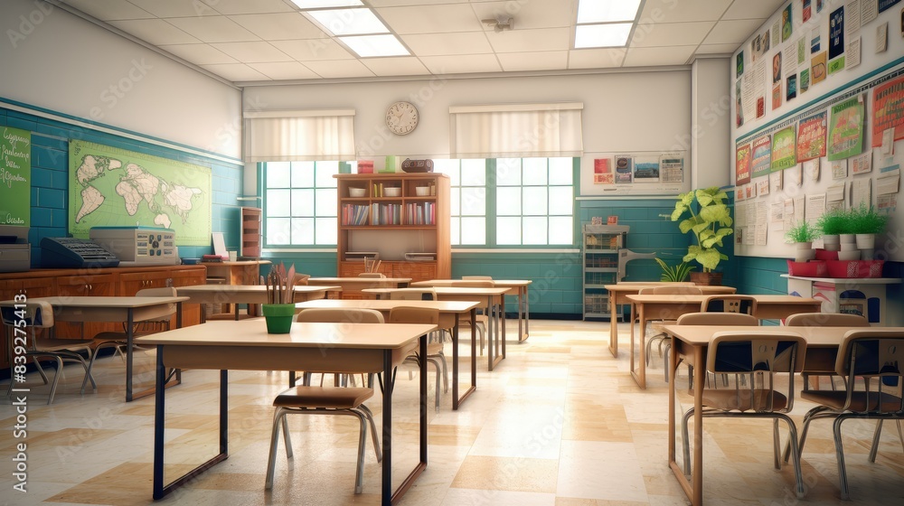 A Blurry image of elementary school classroom