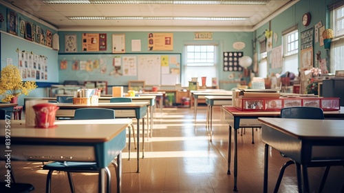 A Blurry image of elementary school classroom