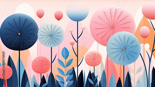 Abstract flowers pattern vector illustrations