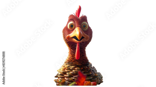 Cartoon turkey staring up at camera with a shocked expression photo