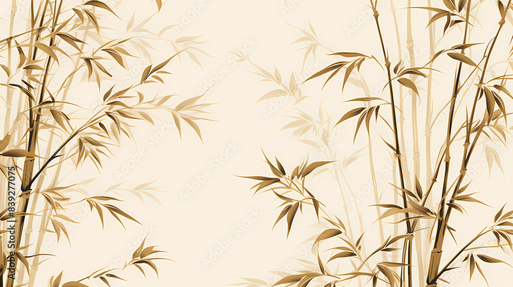 Fototapeta premium Golden bamboo leaves and branches pattern