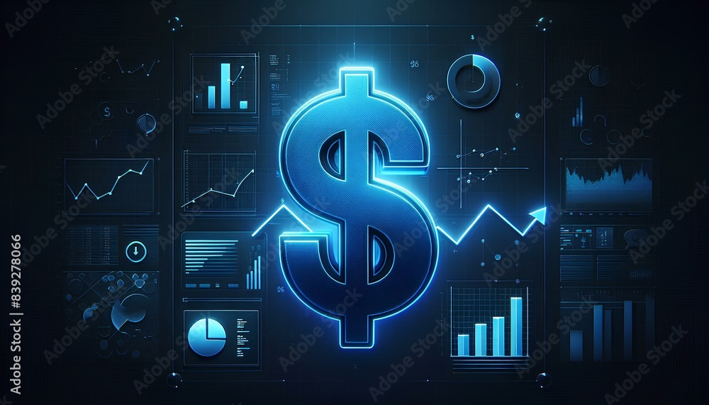 A glowing blue dollar sign against a digital backdrop of charts and graphs, representing the dynamism and interconnectedness of the financial world. A glowing blue dollar sign against a digital backdrop of charts and graphs, representing the dynamism and interconnectedness of the financial world.