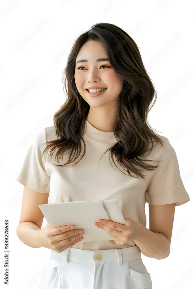 Beauty asian woman holding a book on white Beauty asian woman holding a book on white