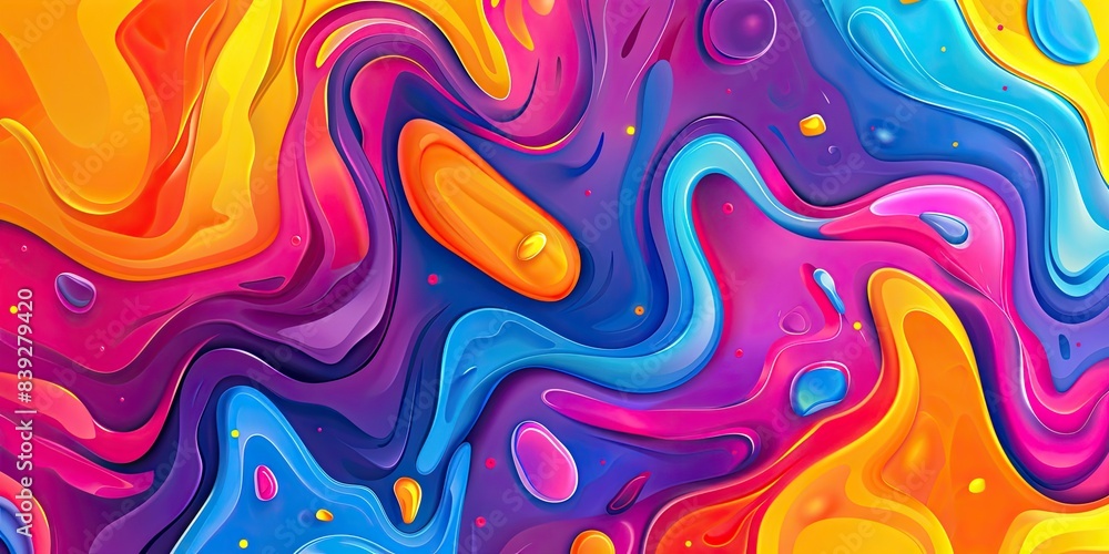 a image of a colorful liquid painting with a yellow and blue background