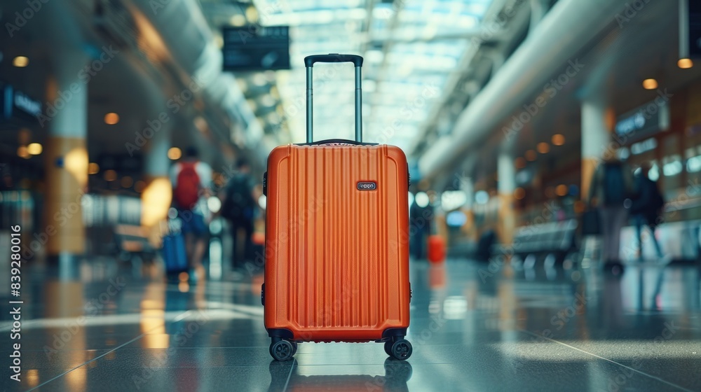 Orange suitcase for storing items while on holiday
