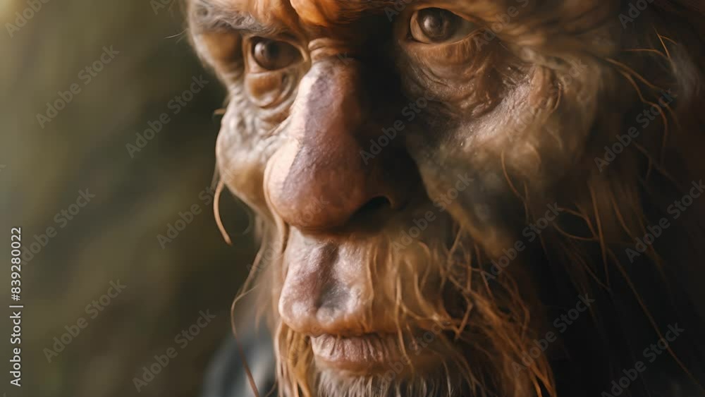 An extinct species of an early human, primitive man, early human ...