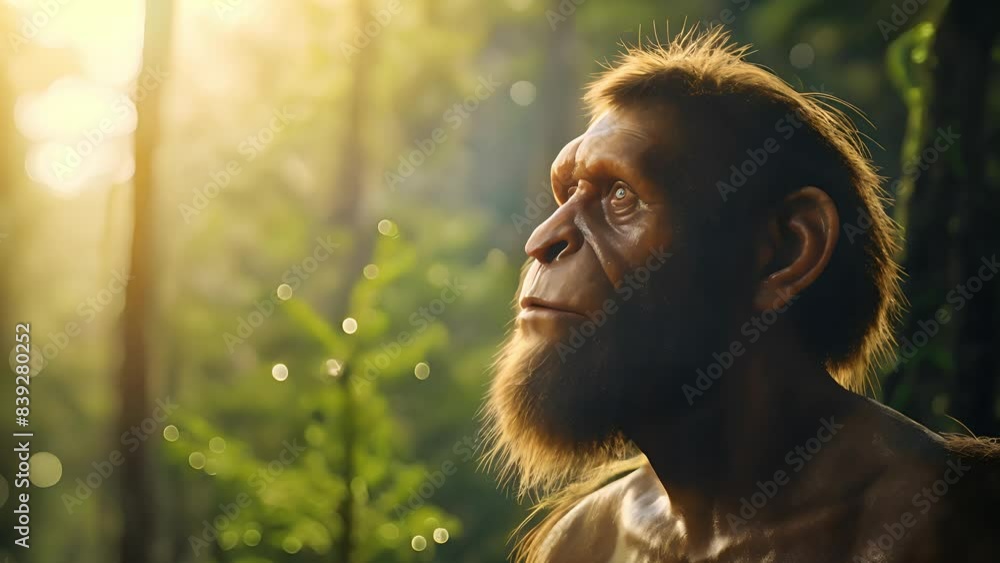 An extinct species of an early human, primitive man, early human ...