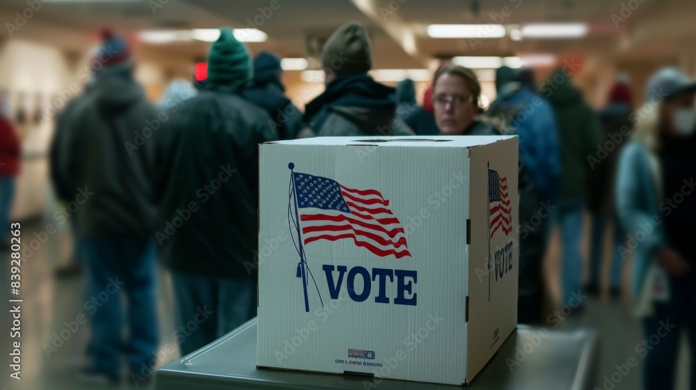 American People on the Election Day in the United States of America. Diverse People Using Voting Booths to Give Their Vote to a Preferred Candidate