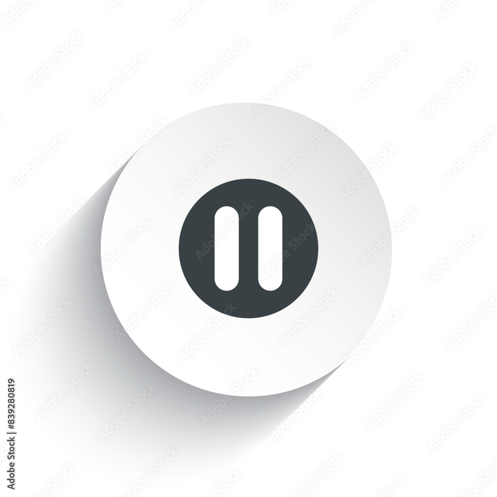 Pause 3D icon button vector isolated on white background. Pause 3D icon button vector isolated on white background.
