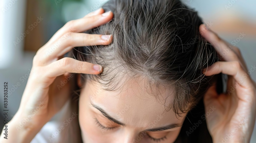 Fototapeta premium A close up of a woman's head and hair
