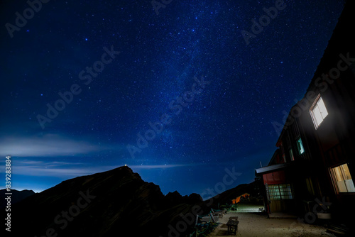 唐松山荘と唐松岳の夜空 photo