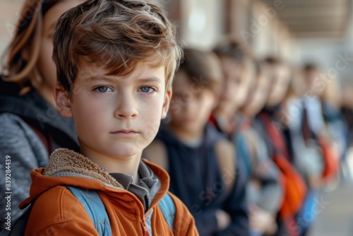 Kids lining up awaiting teacher