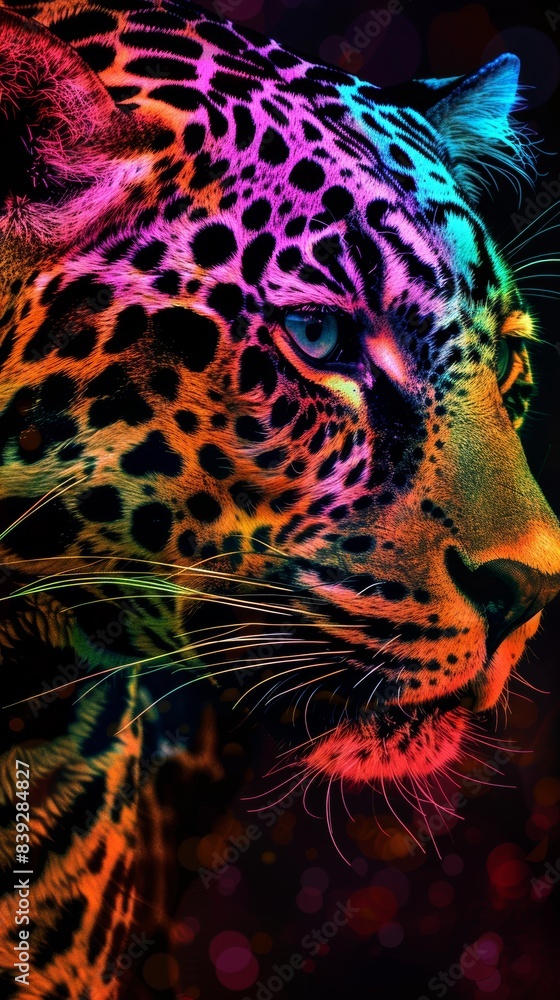 Psychedelic leopard showing its wild colors Psychedelic leopard showing its wild colors