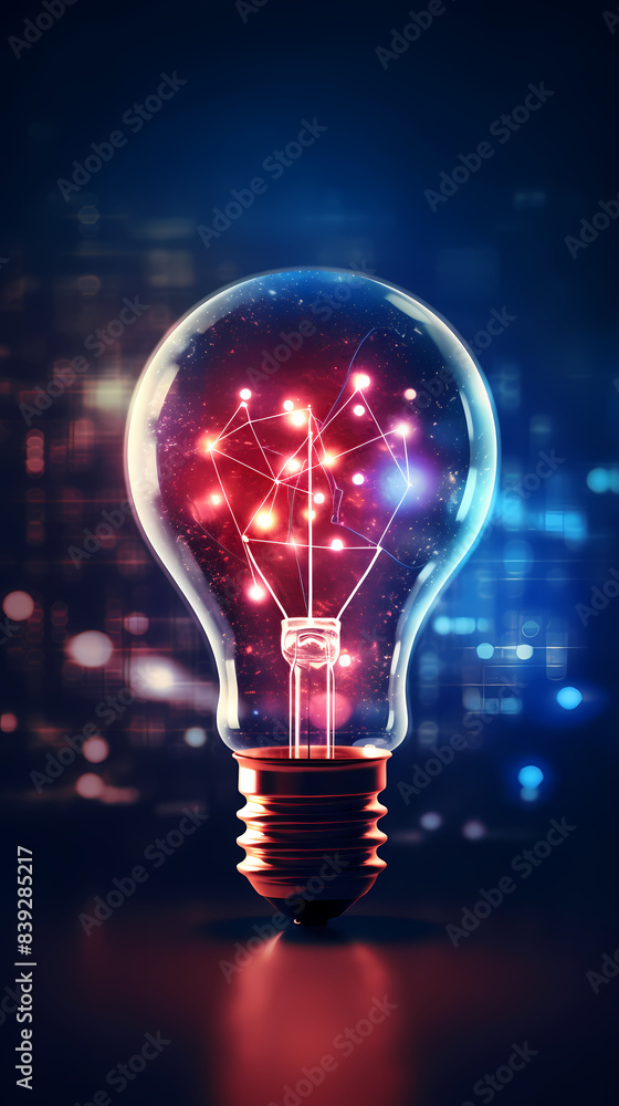 Light bulb shining, digital data and innovation concept Light bulb shining, digital data and innovation concept