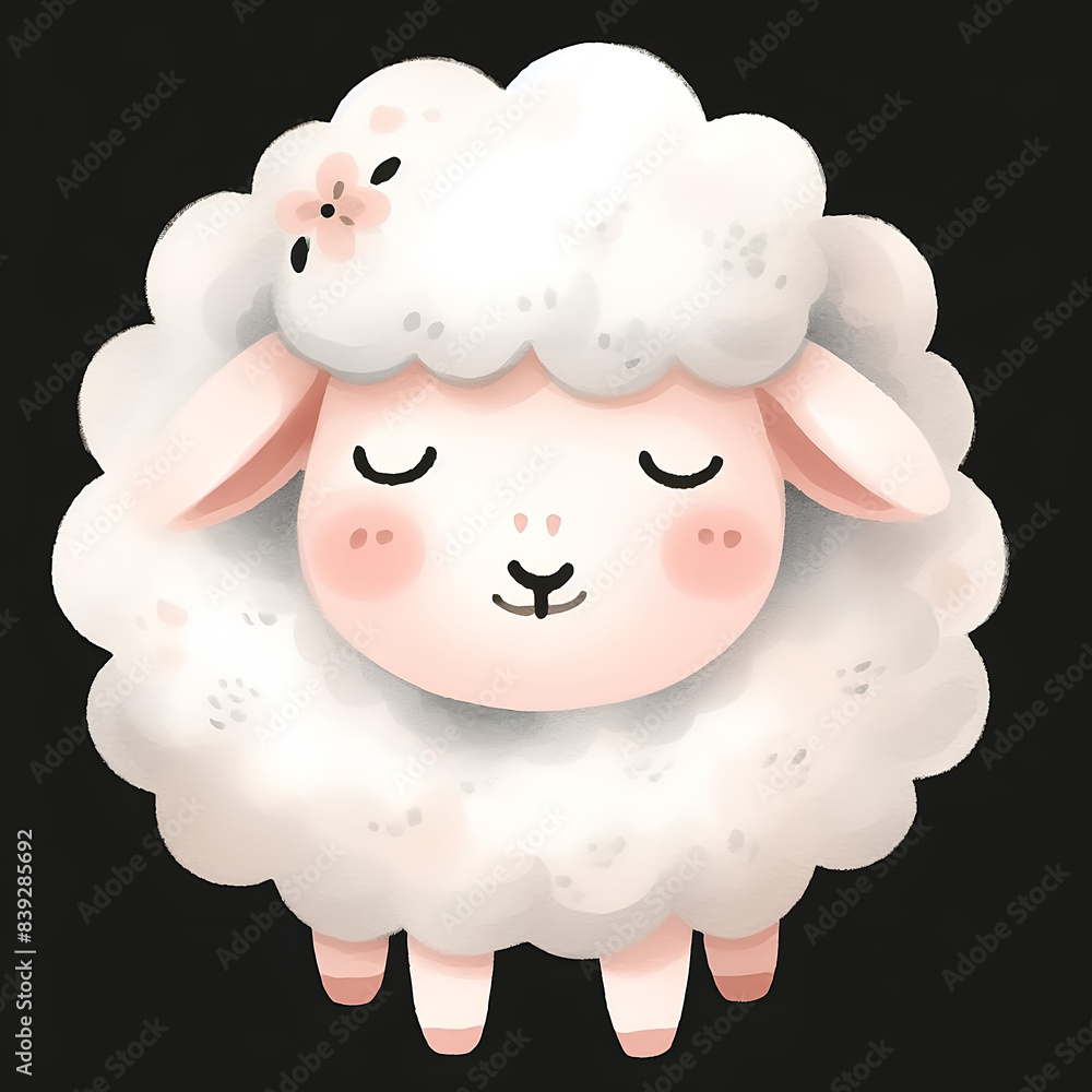 Watercolor illustration of a sheep on a black background. Watercolor illustration of a sheep on a black background.