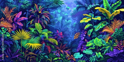 Colorful Jungle Foliage Art