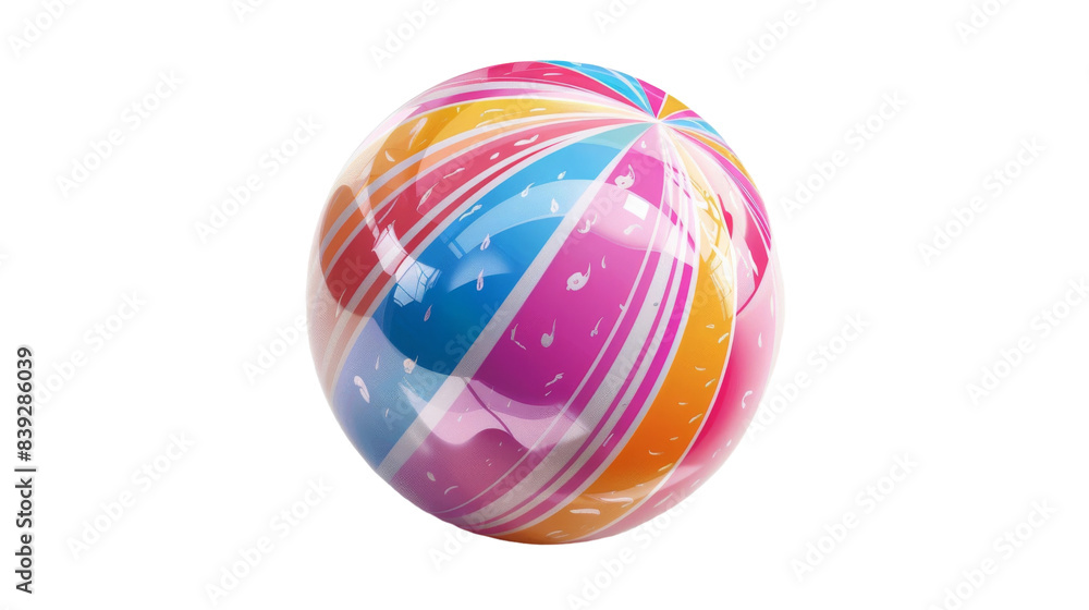 A colorful plastic ball with striped pattern A colorful plastic ball with striped pattern