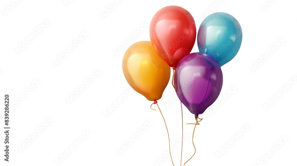 Four colorful balloons are isolated on a white background Four colorful balloons are isolated on a white background