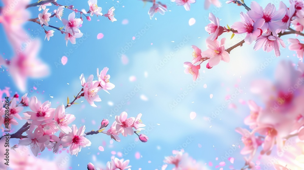 Blooming cherry blossoms under blue sky Blooming cherry blossoms under blue sky