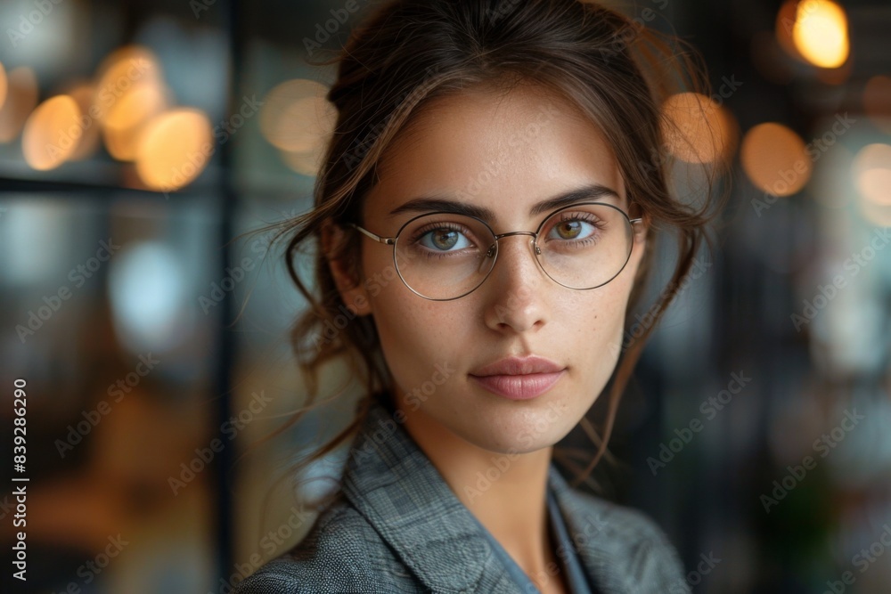 Female in spectacles and formal blazer Female in spectacles and formal blazer