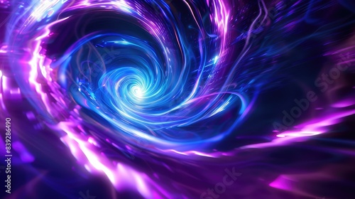 Glowing neon swirls in cosmic ultraviolet hues. Mystical and futuristic background
