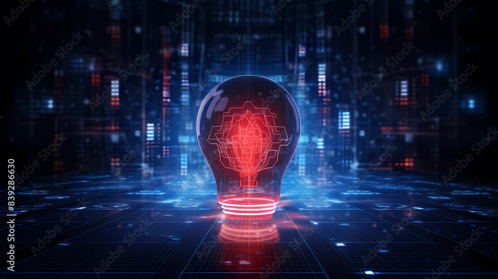 Light bulb shining, digital data and innovation concept Light bulb shining, digital data and innovation concept