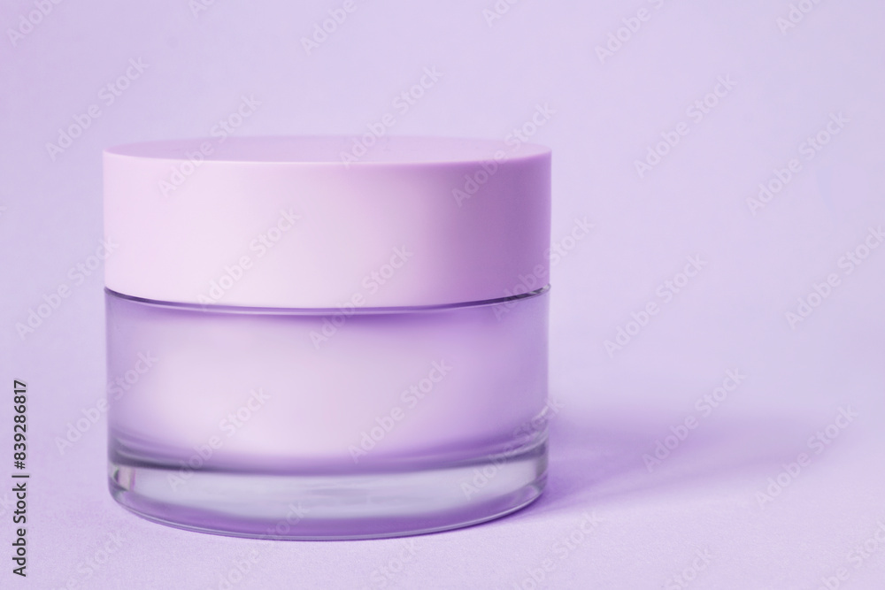 Cream jar on lavender Cream jar on lavender