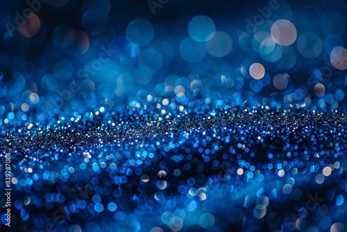 Close-up blue glittery backdrop, blurry