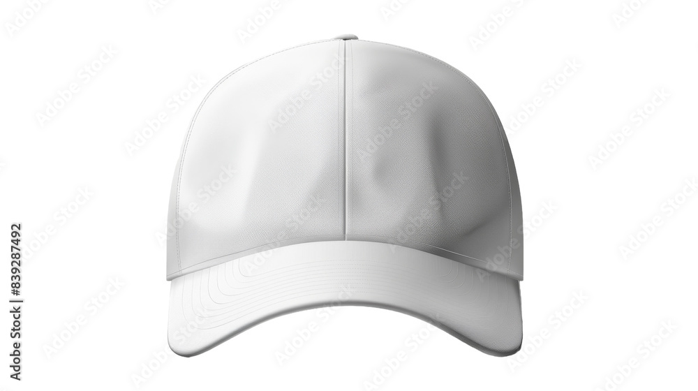 A plain white baseball cap isolated on a white background A plain white baseball cap isolated on a white background