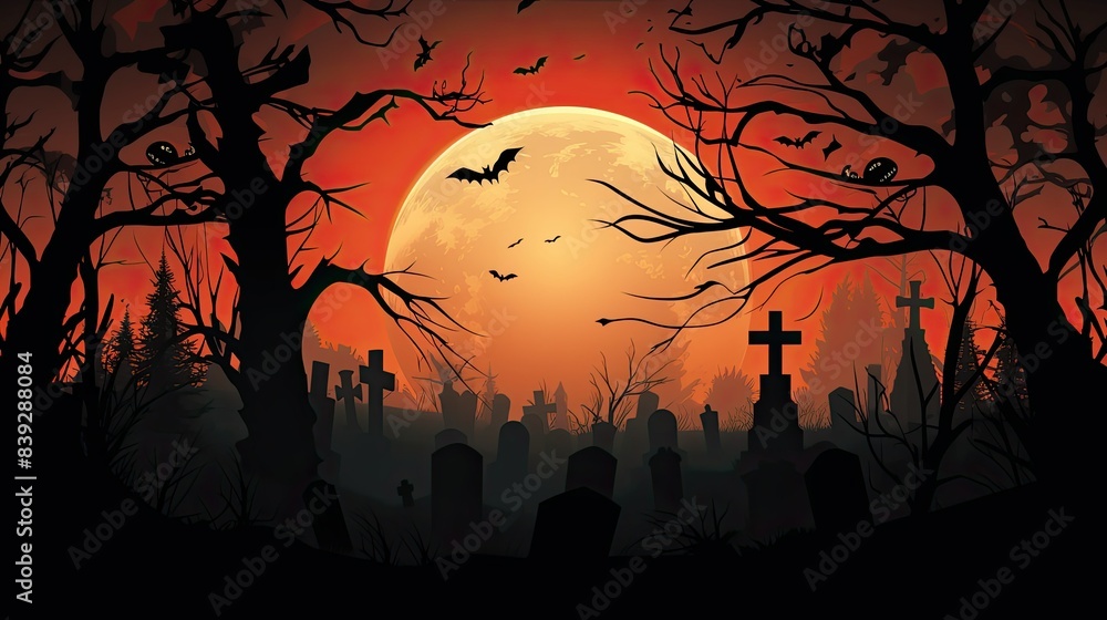 graveyard silhouette halloween Abstract Background