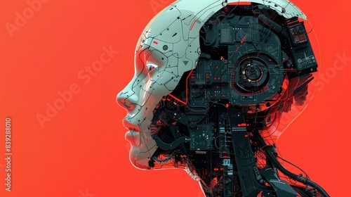 Harmonious Fusion: Futuristic Minimalist Illustration of Human-Robot Integration