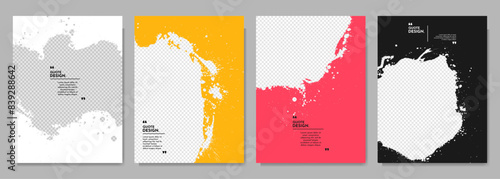 Vector illustration. Hand drawn abstract color frame set. Ink brush strokes mess. Design for poster, invitation, gift card, coupon, book cover, photography overlay, web banner. Paint splatter