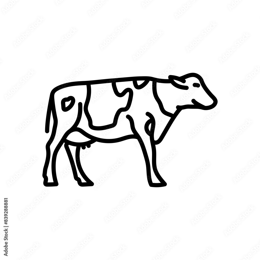 Fototapeta premium Cow Outline Icon, Vector illustration