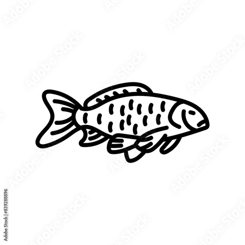 Koi Fish Outline Icon, Vector illustration