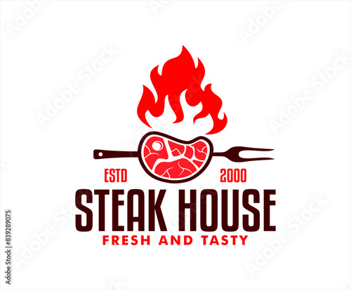 steak house vintage logo sticker emblem badge label template for meat store butchery market
